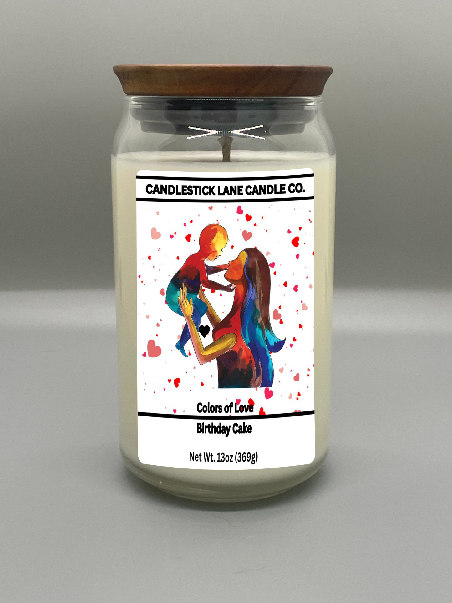 13oz "Colors of Love" Themed Jar Candle with Logo Engraved Bamboo Lid