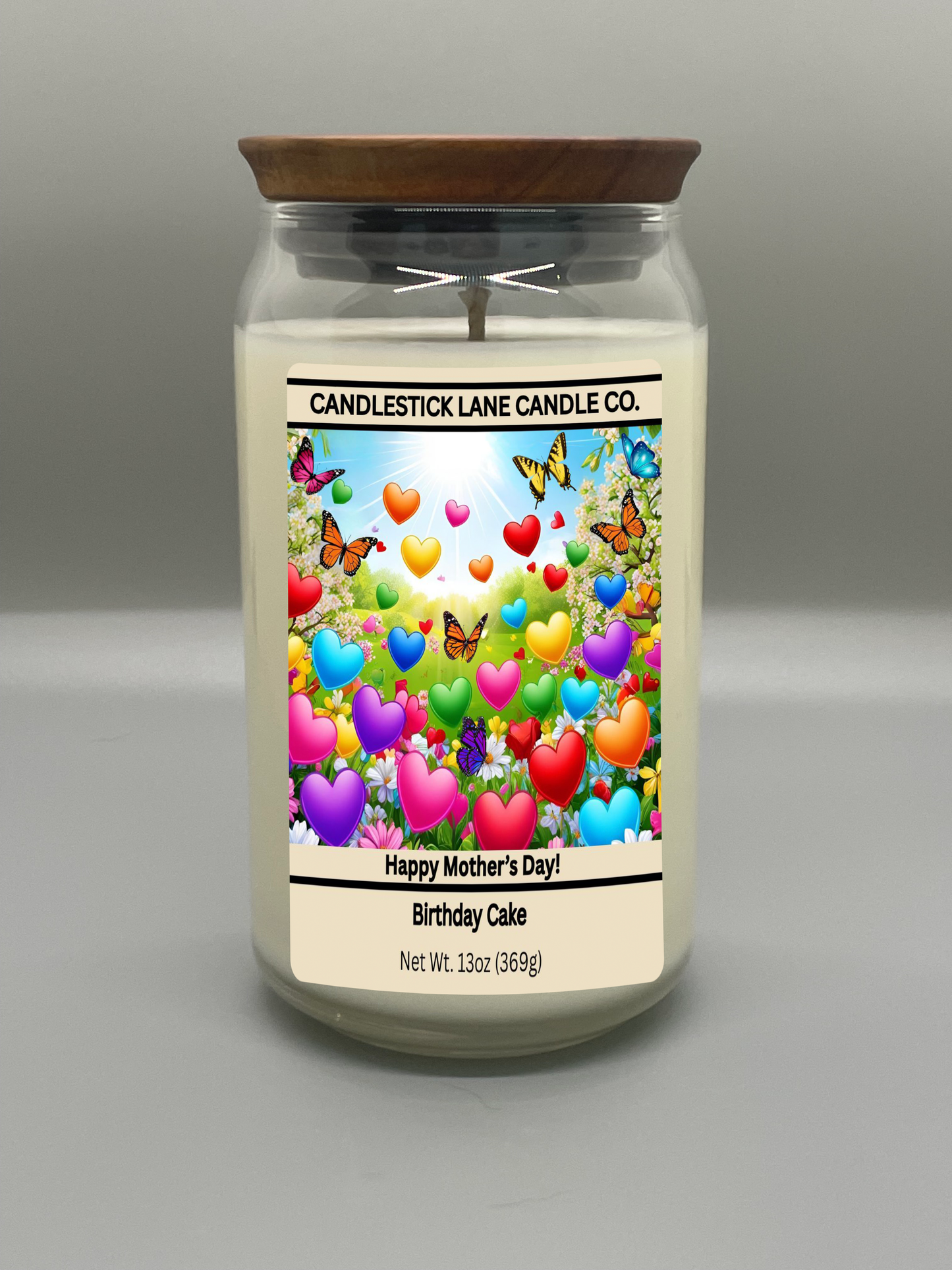 13oz "Happy Mother's Day!" Themed Jar Candle with Logo Engraved Bamboo Lid