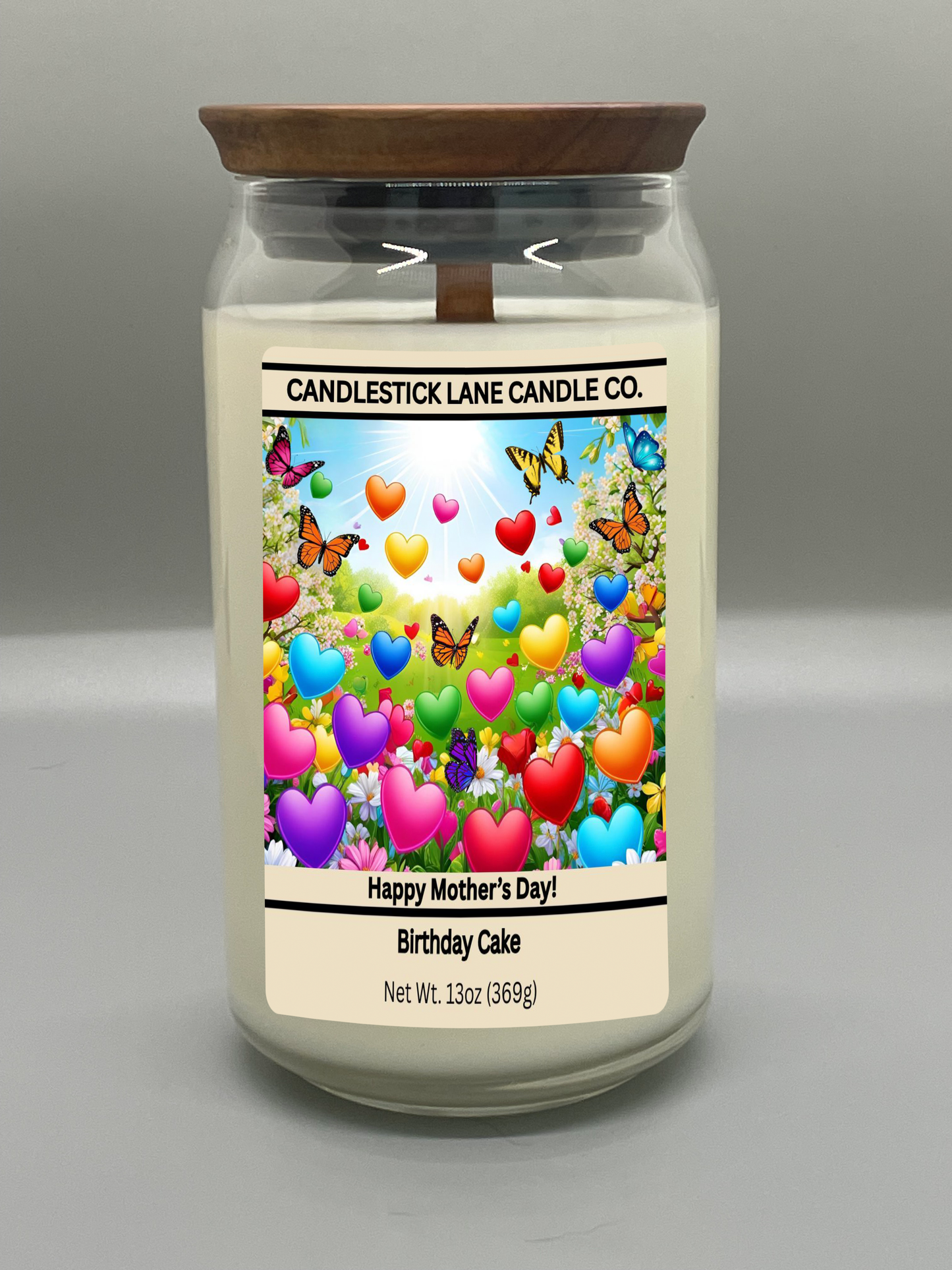 13oz "Happy Mother's Day!" Themed Jar Candle with Logo Engraved Bamboo Lid