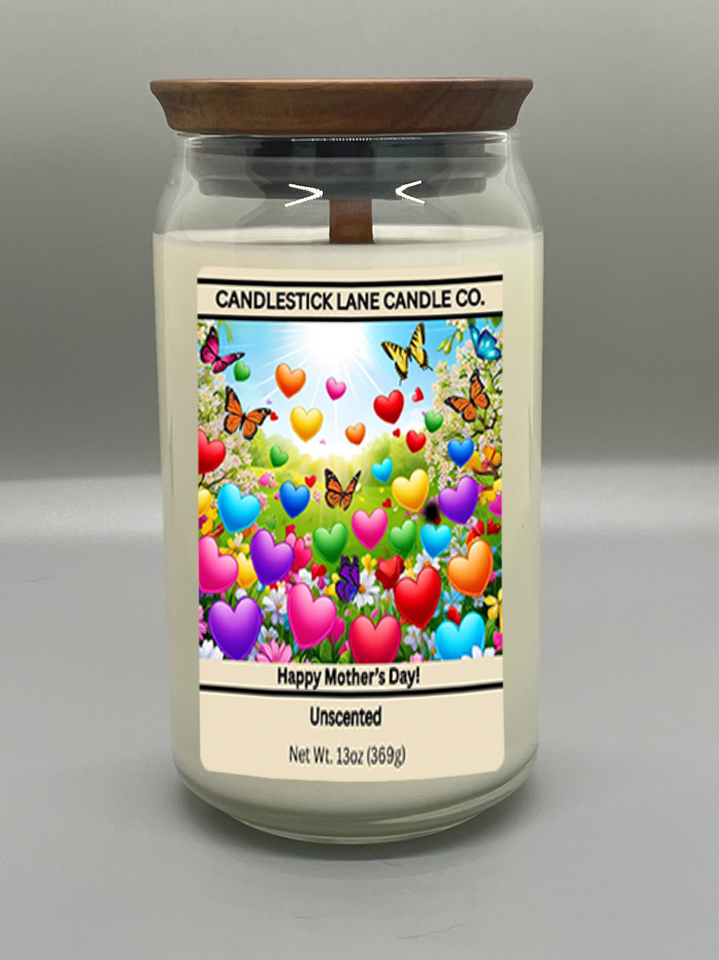 13oz "Happy Mother's Day!" Themed Jar Candle with Logo Engraved Bamboo Lid