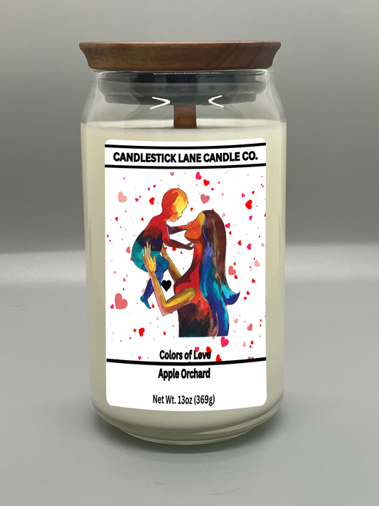 13oz "Colors of Love" Themed Jar Candle with Logo Engraved Bamboo Lid